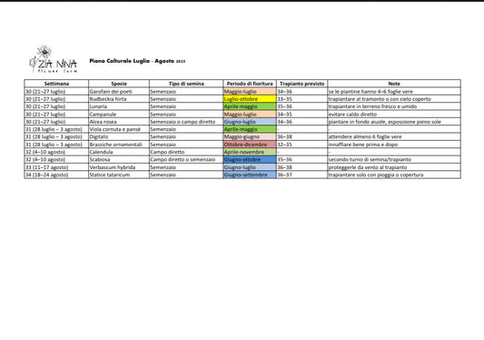 Piano Colturale + Archivio Fiori Zia Nina
